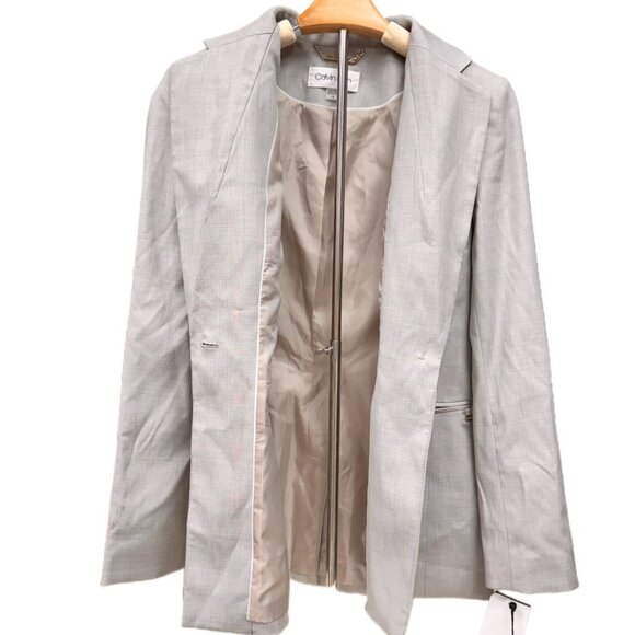 Calvin Klein Blazer MSRP $139 Gray Houndstooth Jacket Single Breasted Small NWT - Picture 3 of 12